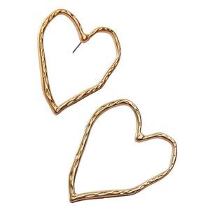 Gold hollow heart earrings #506